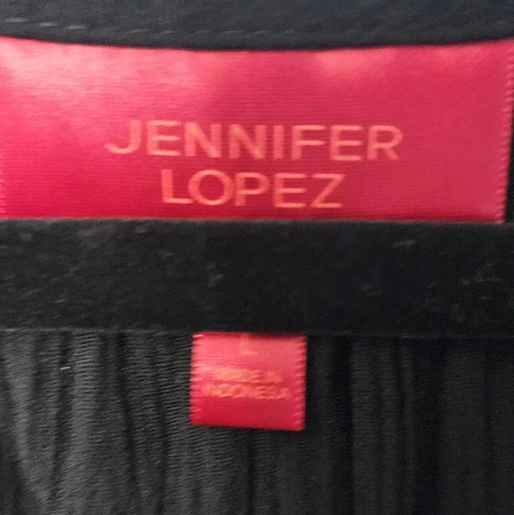 Festive Black Gauze Vneck Blouse ( Jennifer Lopez) Disco Size Large - Picture 2 of 7